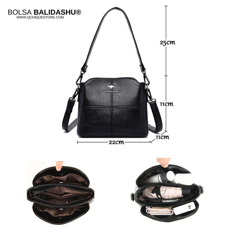 Bolsa Feminina em Couro de Ombro ou Transversal - Balidaishu® - QchiqueStore